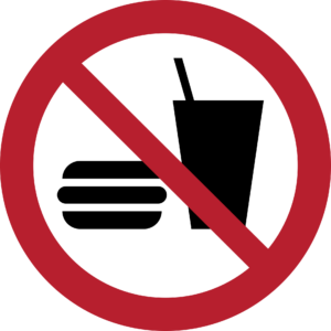 Essen und Trinken verboten Schild (ISO 7010)